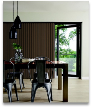 red vertical blinds